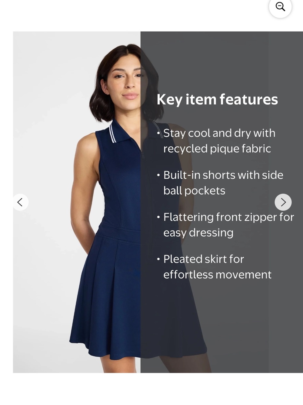 Avia Blue Cove Sleeveless Zip-Front Golf Dress with Contrast Collar - Picture 5 of 7